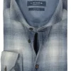 Ledub modern fit overhemd, donkerblauw geruit