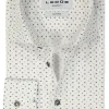 Ledub modern fit overhemd, popeline, wit met groen dessin