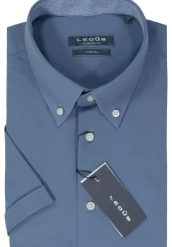 Ledub modern fit overhemd, korte mouw, lichtblauw tricot