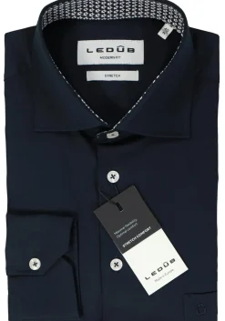 Ledub modern fit overhemd, popeline, donkerblauw