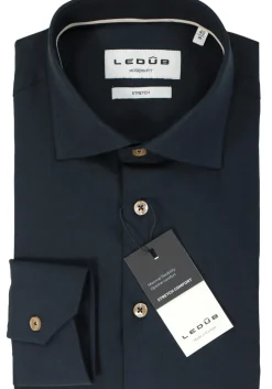 Ledub modern fit overhemd, popeline, donkerblauw