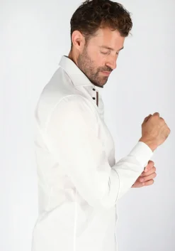 Ledub Modern Fit overhemd, wit twill (contrast)