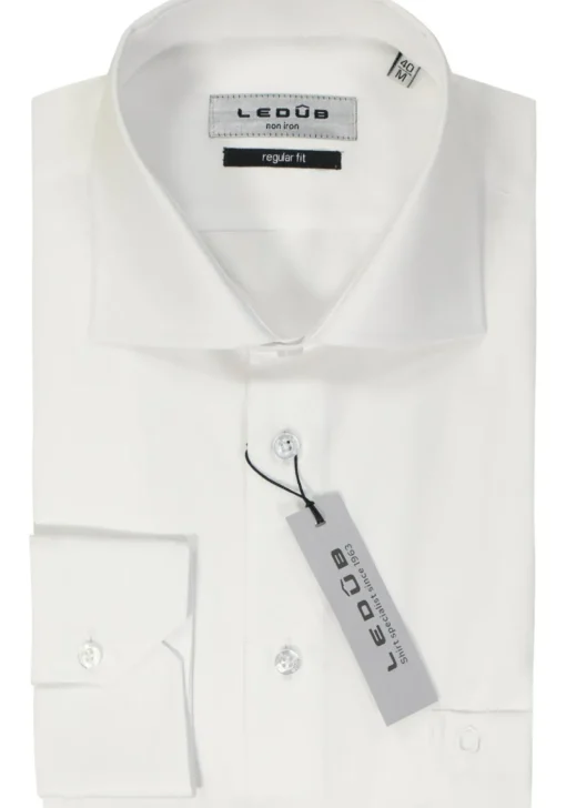 Ledub regular fit overhemd, wit twill