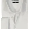Ledub slim fit overhemd, dubbele manchet, wit twill
