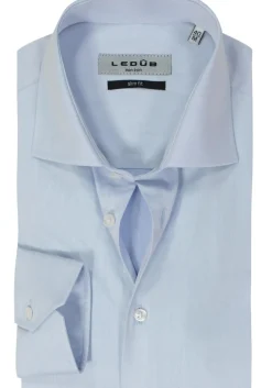 Ledub slim fit overhemd, mouwlengte 7, lichtblauw twill
