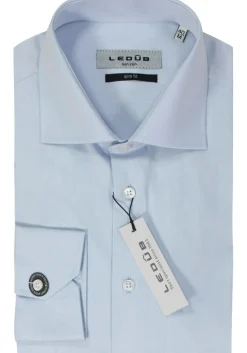 Ledub slim fit overhemd, mouwlengte 7, lichtblauw twill