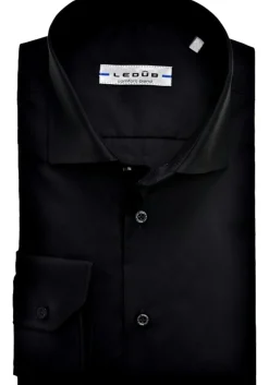 Ledub slim fit overhemd, zwart