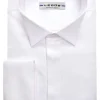 Ledub slim fit smoking overhemd, dubbele manchet en wing kraag, wit