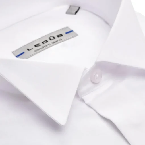 Ledub slim fit smoking overhemd, dubbele manchet en wing kraag, wit