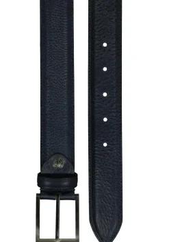 LINDENMANN leren heren riem, marine blauw