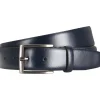 LINDENMANN leren heren riem, marineblauw
