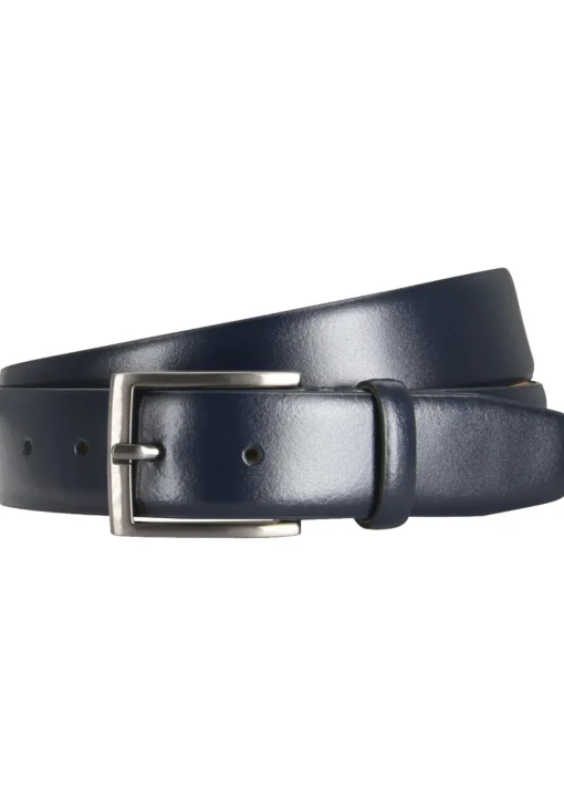 LINDENMANN leren heren riem, marineblauw