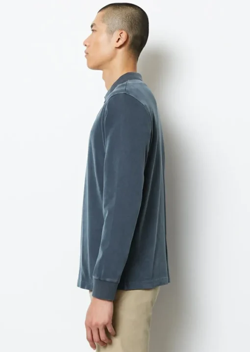 Marc O'Polo regular fit polo, heren poloshirt lange mouw, donkerblauw