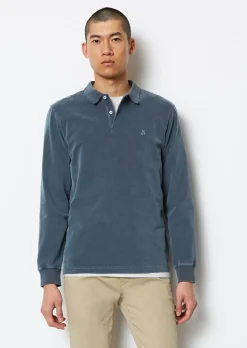 Marc O'Polo regular fit polo, heren poloshirt lange mouw, donkerblauw