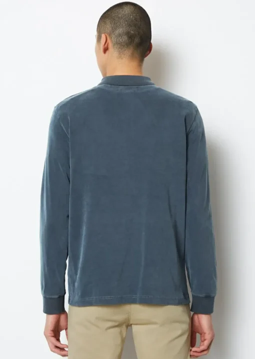 Marc O'Polo regular fit polo, heren poloshirt lange mouw, donkerblauw
