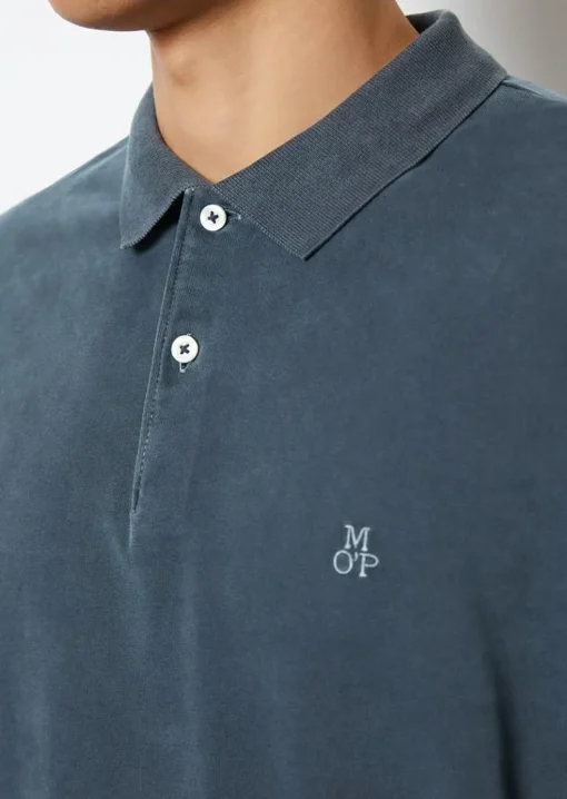 Marc O'Polo regular fit polo, heren poloshirt lange mouw, donkerblauw