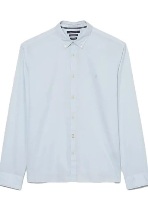 Marc O'Polo relaxed fit heren overhemd, structuur, lichtblauw