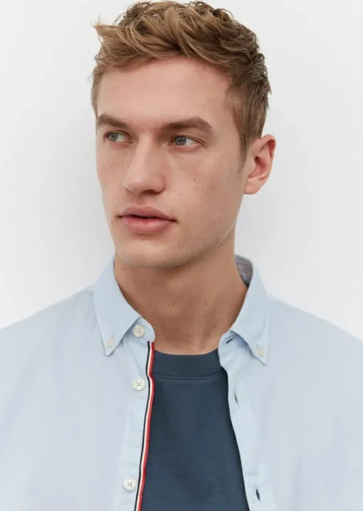 Marc O'Polo relaxed fit heren overhemd, structuur, lichtblauw