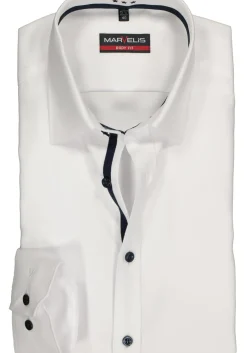 MARVELIS body fit overhemd, wit twill (contrast)