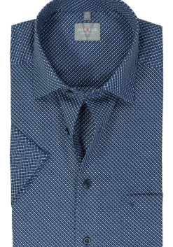 MARVELIS comfort fit overhemd, korte mouw, popeline, donkerblauw dessin