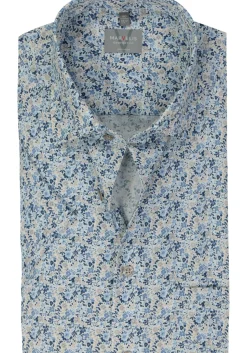 MARVELIS comfort fit overhemd, korte mouw, popeline, lichtblauw dessin