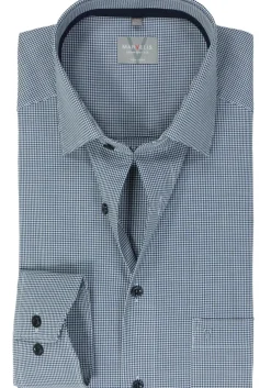 MARVELIS comfort fit overhemd, popeline, donkerblauw geruit