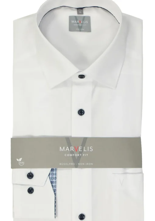 MARVELIS comfort fit overhemd, popeline, wit