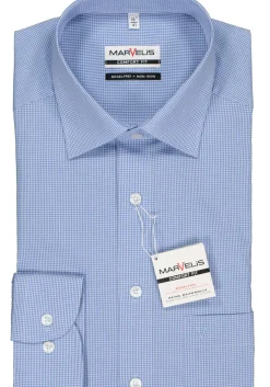 MARVELIS comfort fit overhemd, blauw met wit geruit