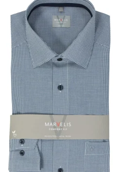MARVELIS comfort fit overhemd, popeline, donkerblauw geruit