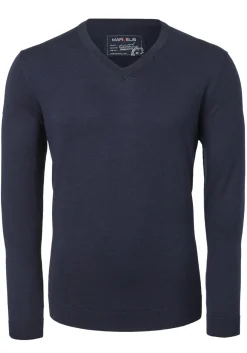 MARVELIS heren trui wol, V-hals, donkerblauw