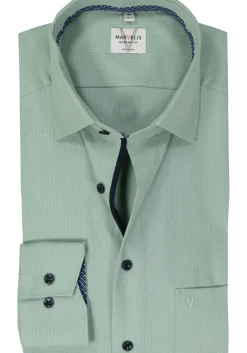 MARVELIS modern fit overhemd, structuur, groen