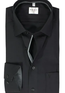 MARVELIS modern fit overhemd, mouwlengte 7, popeline, zwart