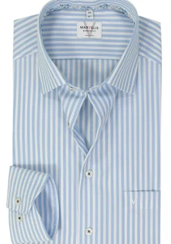 MARVELIS modern fit overhemd, popeline, lichtblauw gestreept