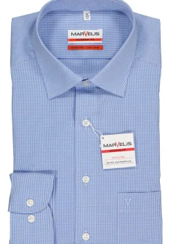 MARVELIS modern fit overhemd, blauw met wit geruit