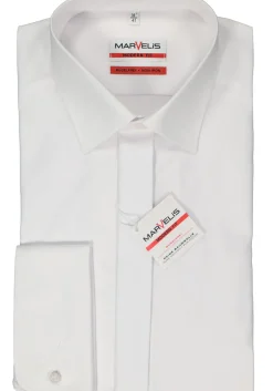 MARVELIS modern fit smoking overhemd, popeline, wit