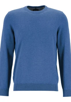 MARVELIS modern fit trui katoen, O-hals, jeansblauw