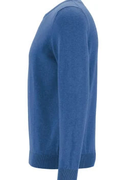 MARVELIS modern fit trui katoen, O-hals, jeansblauw