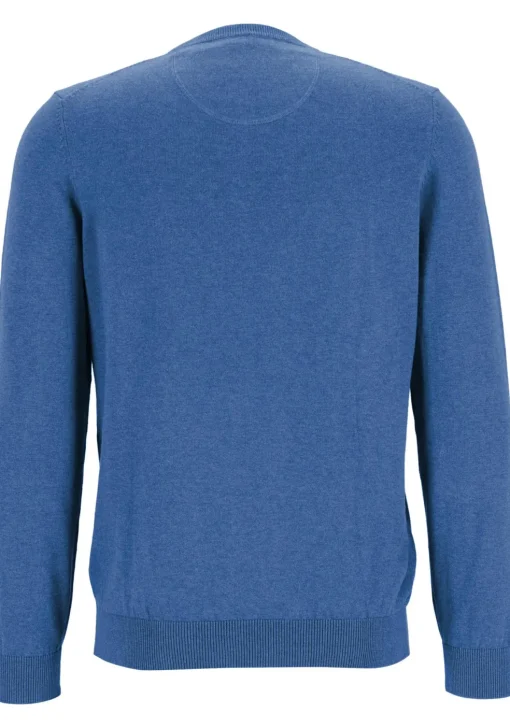 MARVELIS modern fit trui katoen, O-hals, jeansblauw