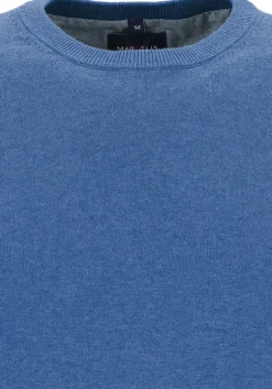 MARVELIS modern fit trui katoen, O-hals, jeansblauw