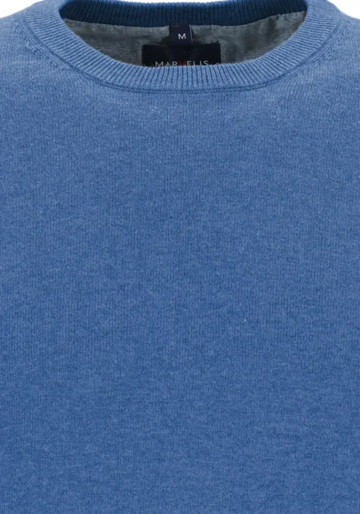 MARVELIS modern fit trui katoen, O-hals, jeansblauw