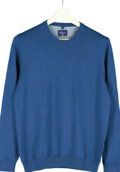 MARVELIS modern fit trui katoen, O-hals, jeansblauw