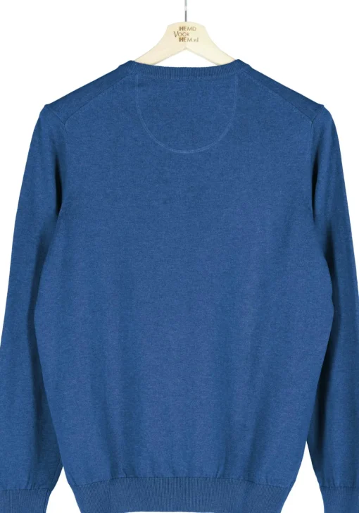 MARVELIS modern fit trui katoen, O-hals, jeansblauw