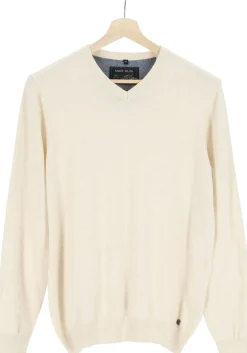 MARVELIS modern fit trui katoen, V-hals, ecru