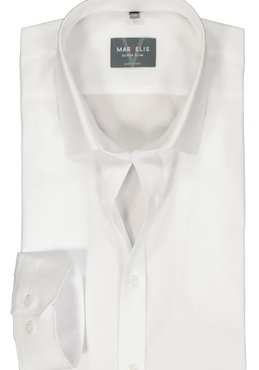 MARVELIS super slim fit overhemd, mouwlengte 7, popeline, wit