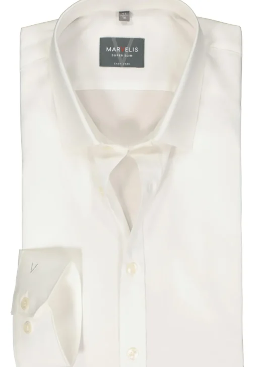 MARVELIS super slim fit overhemd, popeline, off-white