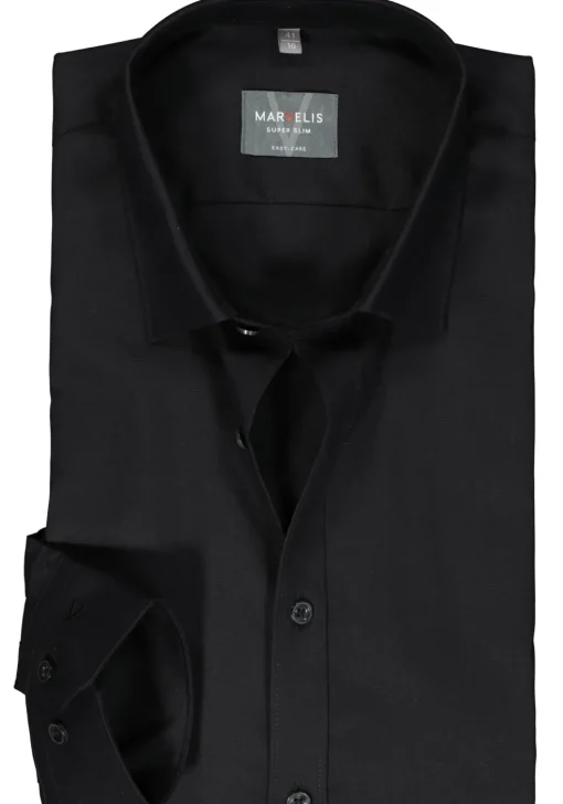 MARVELIS super slim fit overhemd, popeline, zwart