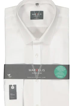 MARVELIS super slim fit overhemd, mouwlengte 7, popeline, wit
