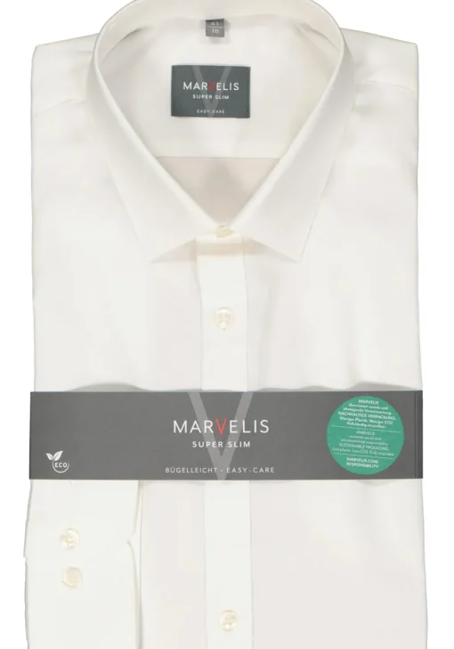 MARVELIS super slim fit overhemd, popeline, off-white
