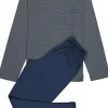 Mey heren pyjama Bennison, blauw heel fijn gestreept