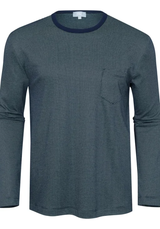 Mey heren pyjama Bennison, blauw heel fijn gestreept